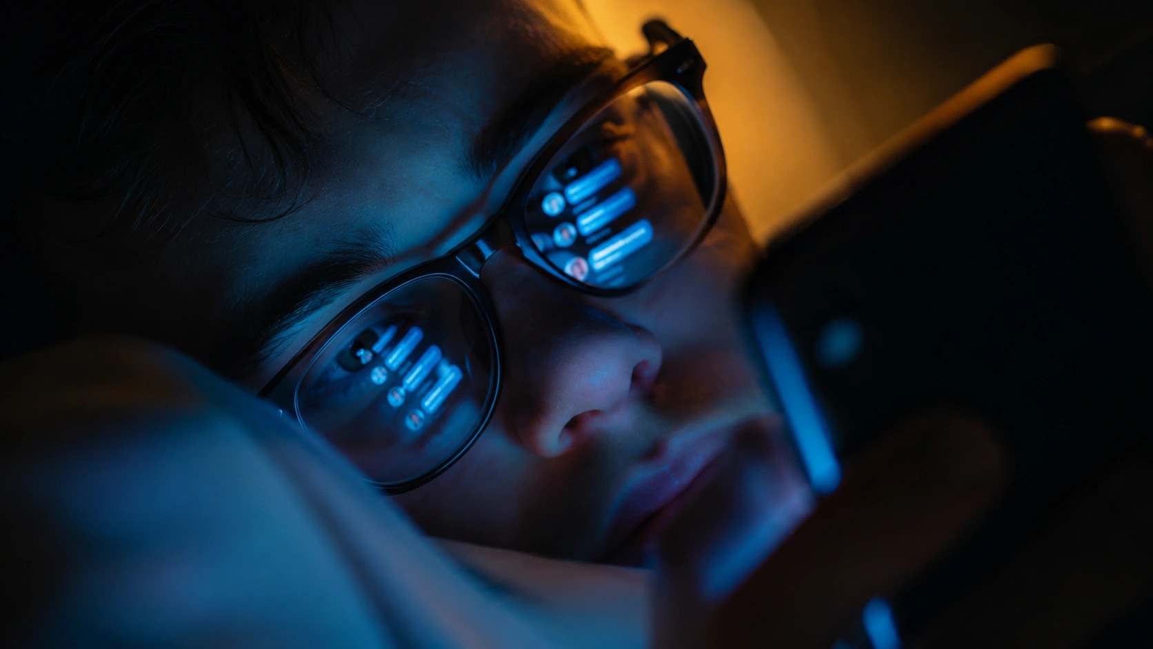 A person typing an AI chatbot prompt on a laptop screen in the evening